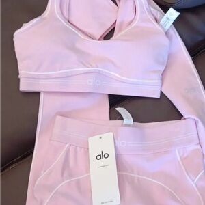 ALO Yoga Light Pink Sports Bra Set